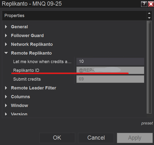 O ID do Replikanto