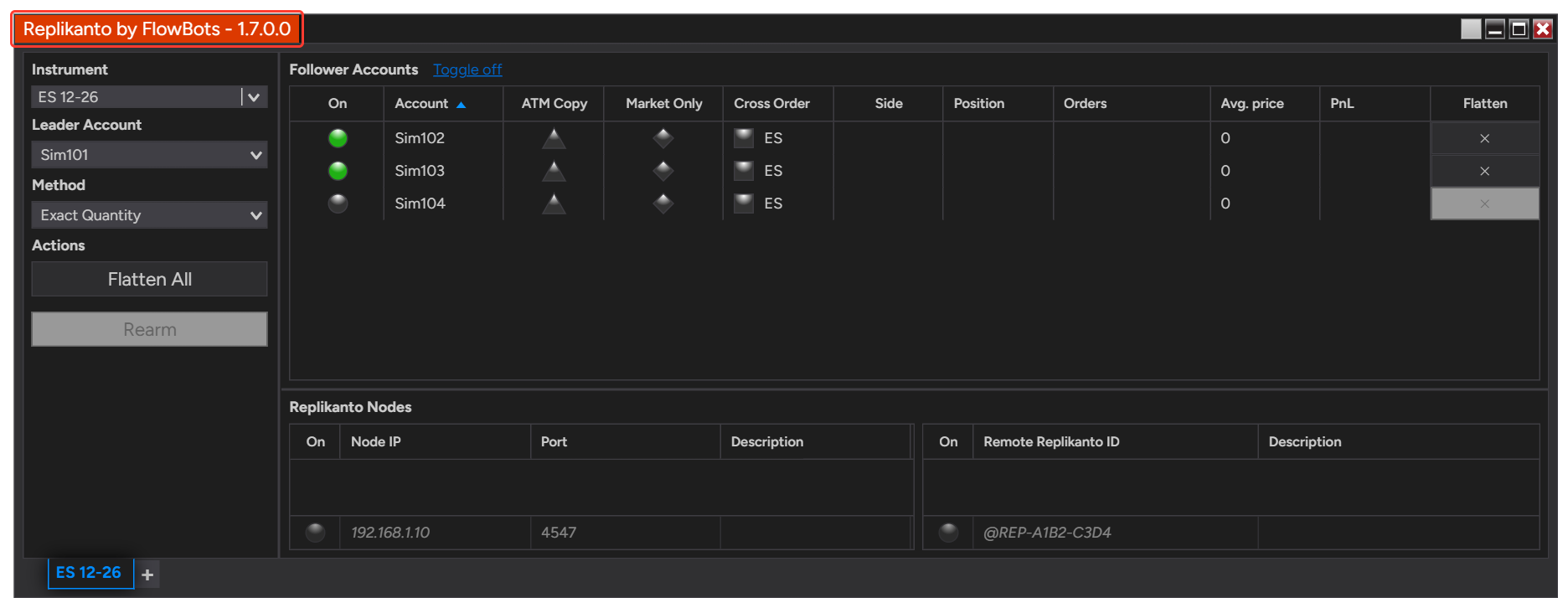 Replikanto window with the title Replikanto by FlowBots - 1.7.0.0 highlighted
